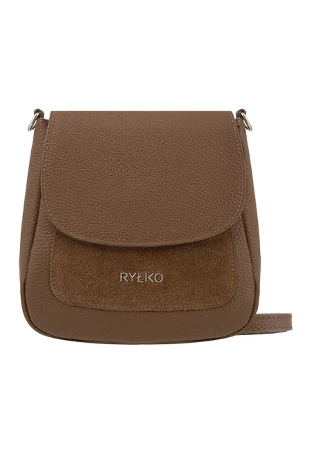 Кожена чанта през рамо с капаче - Кафяв