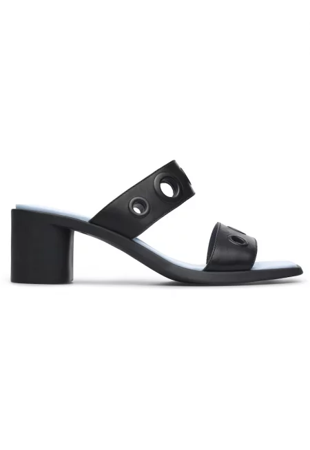 Кожени сандали Meda с илици - Черен