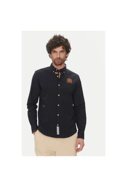 Мъжка риза  OX092 - памук - тъмносиня