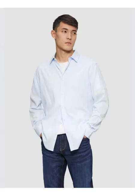 Мъжка риза с дълъг ръкав - изработена от памук - Regular fit -  светлосиня