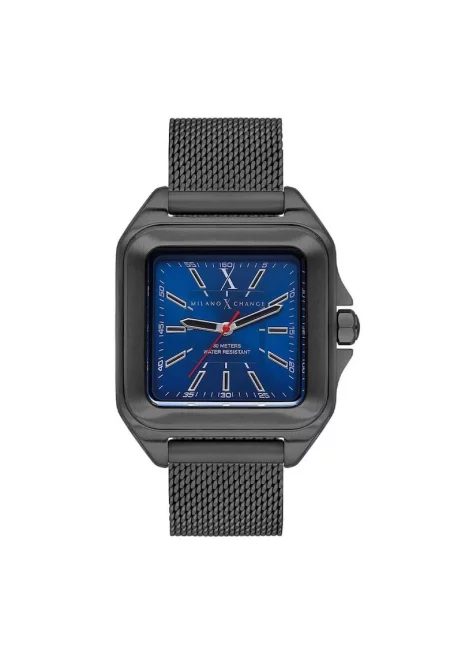 Мъжки часовник  MXU10004 - 38x38мм - сива стоманена каишка - сив циферблат - кварцов механизъм