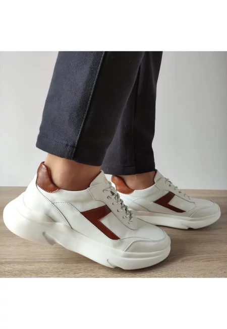 Мъжки ежедневни обувки  Gb1950-53 Бяло + Кафяво - Бяло + Кафяво - Бял/Кафяв