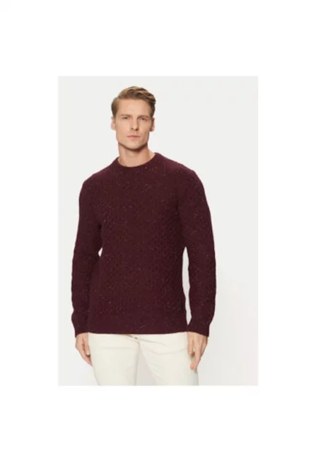 Мъжки пуловер -  304546051 - Памук/Полиестер/Полиамид - Червен