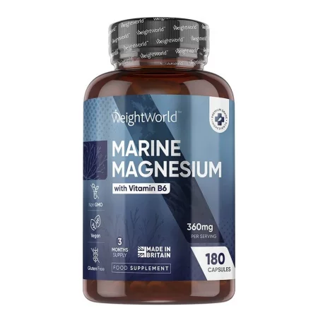 Морски магнезий 180 mg + Витамин B6 – Мускулна функция, 180 капсули