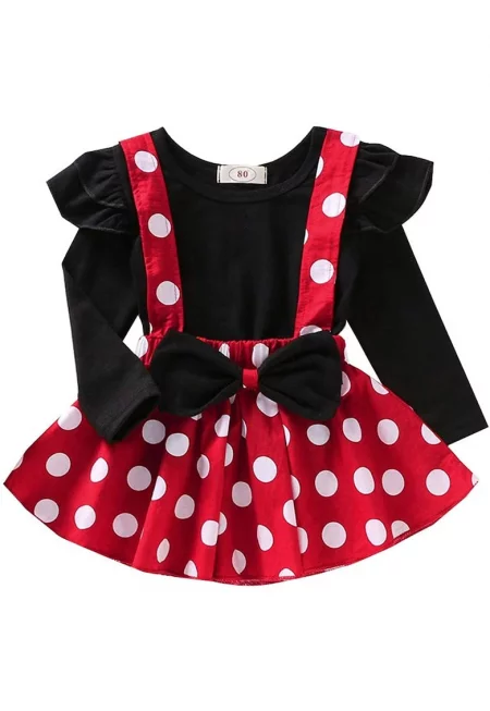 OEM комплект за момичета с дълъг ръкав на червени точки