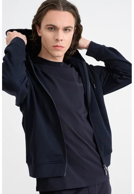 Памучно худи с цип - Ултрамарин синьо