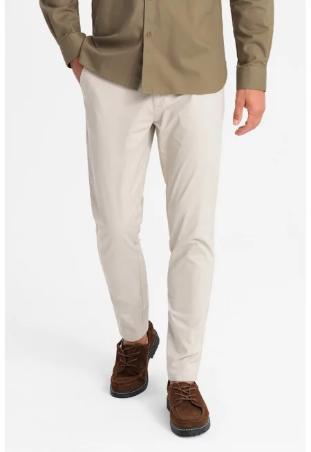 Панталон чино със средна талия - Светло бежово