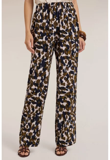 Панталон от лиосел с принт - Зелен/Черен