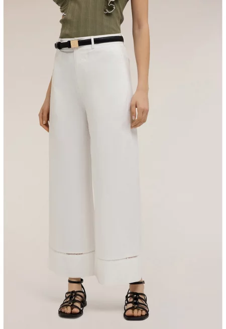 Панталон с висока талия - Мръснобял