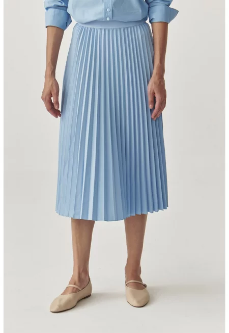 Плисирана миди пола - Пастелносин