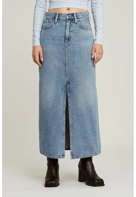 Пола от деним с цепки - Лавандула