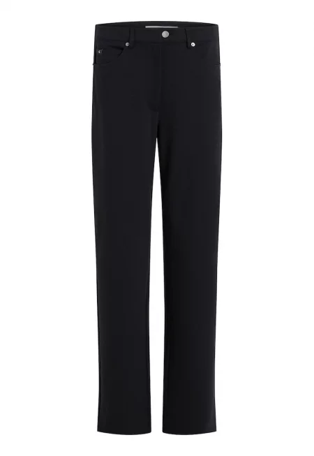 Прав панталон със средна талия - Черен