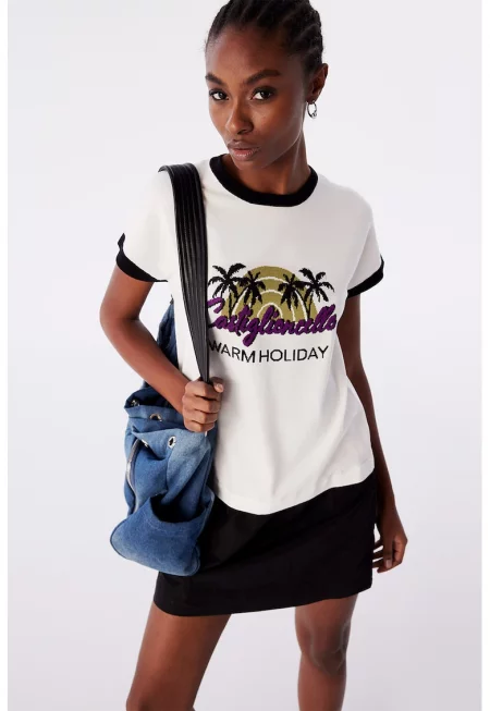 Права рокля с дизайн 2 в 1 - Бял/Черен