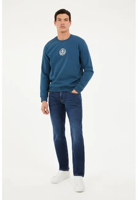 Прави дънки деграде - Тъмносин