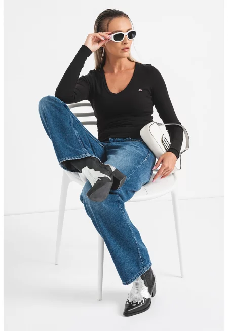 Прави дънки Sophie с ниска талия - Лавандула