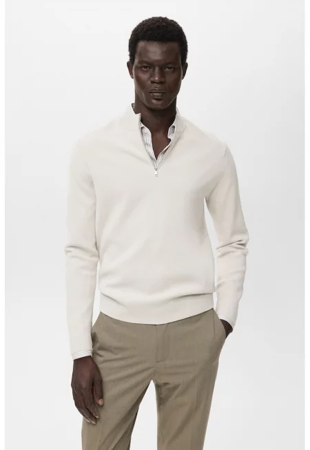 Пуловер с къс цип