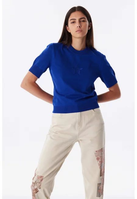 Пуловер с къси ръкави