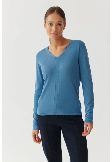 Пуловер с шпиц - Син