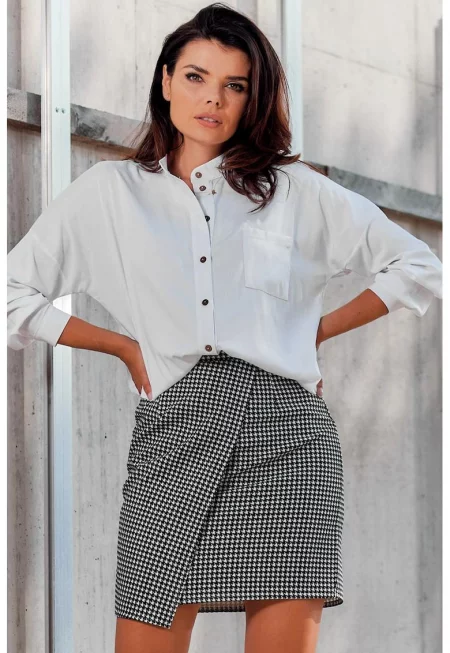 Риза A525 Елегантен Дълъг ръкав - Бял