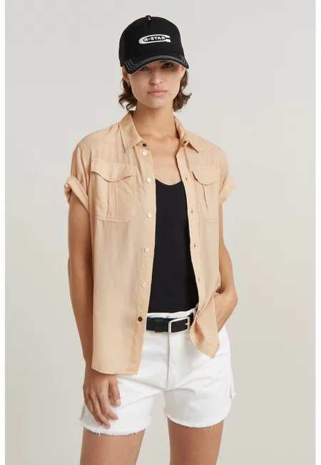 Риза с джобове на гърдите - Праскова