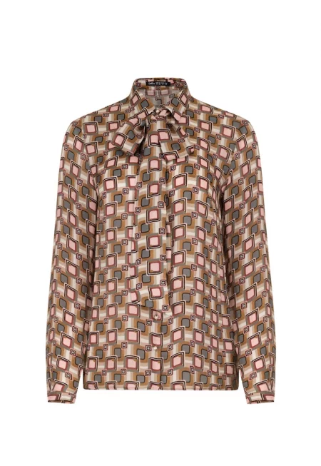 Риза с геометричен десен и панделка