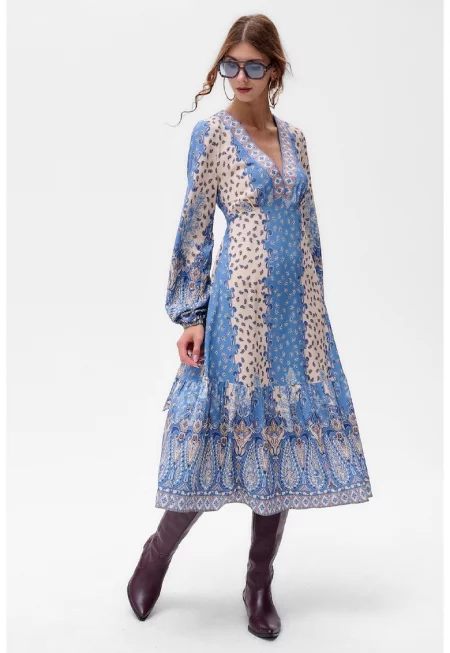 Rochie midi cu decolteu adanc in V Alani