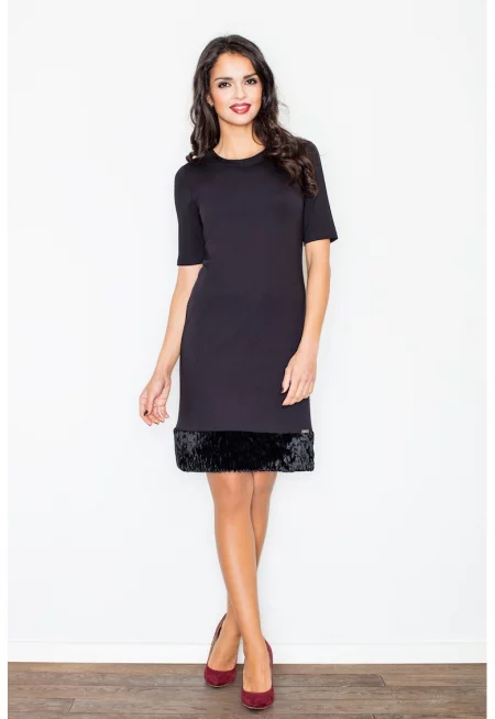 Рокля  черна - вискоза - къс ръкав