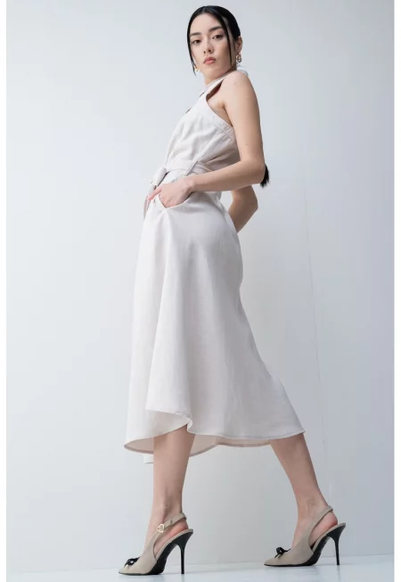 Рокля-риза без ръкави - Бежов