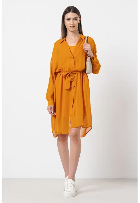 Рокля-риза от шифон - Оранжев