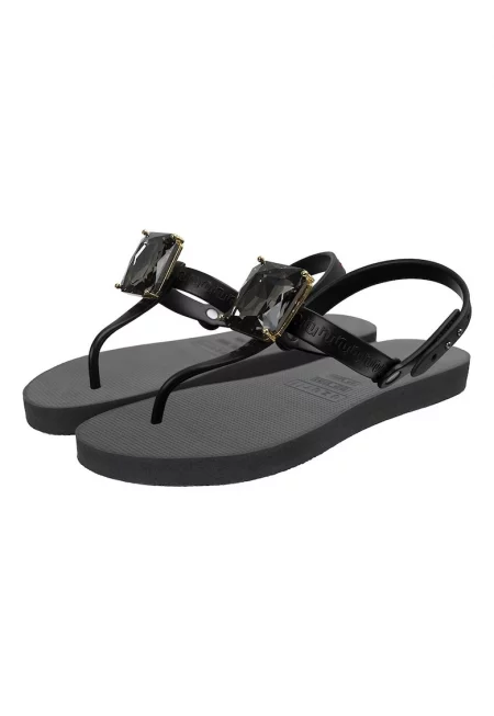 Сандали с разделител за палеца и декоративни камъни