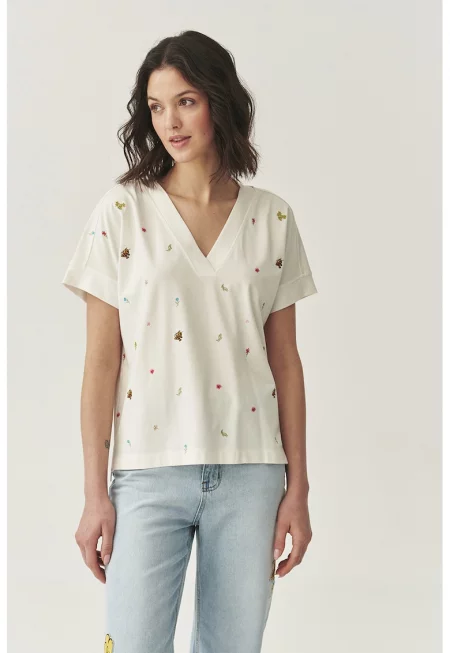 Шпиц блуза - Червен/Бял