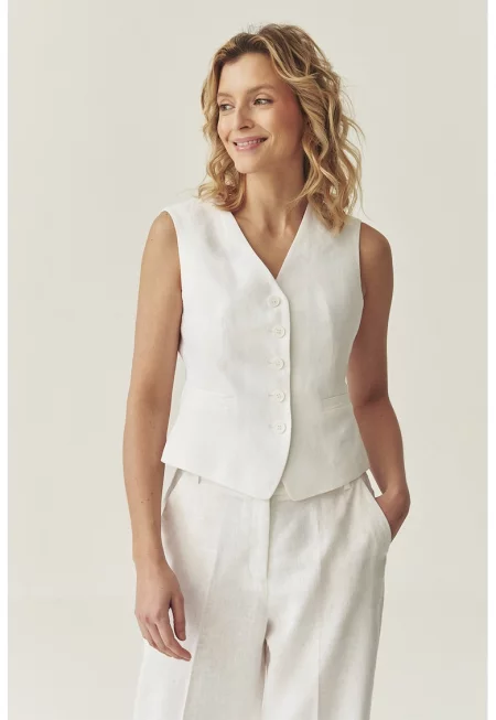 Слим ленен елек - Мръснобял