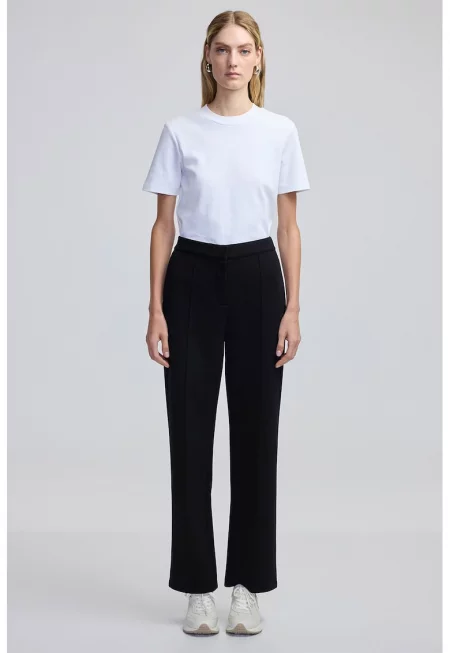 Слим панталон със средновисока талия - Черен