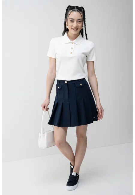 Слим тениска с яка - Бял