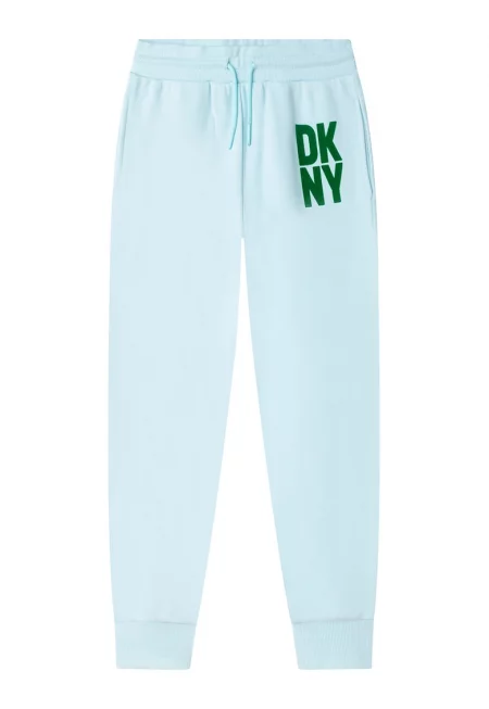 Спортен панталон с контрастно лого - Пастелносин