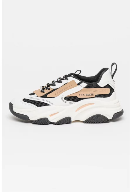 Спортни обувки Possesion с мрежести зони - Бял/Черен/Бежов