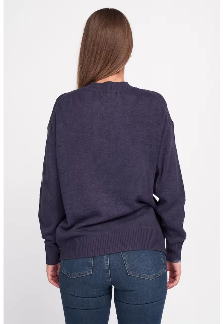 Свободен пуловер с паднали ръкави