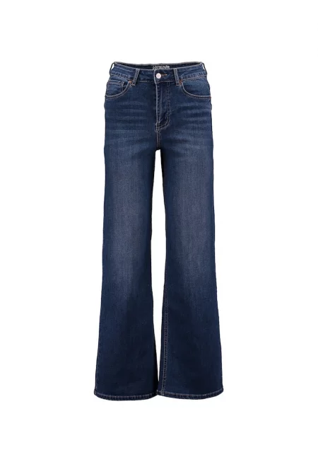 Свободни дънки с 5 джоба - Тъмносин/Мръснобял