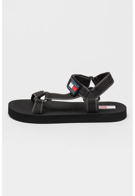 Текстилни сандали с велкро - Черен