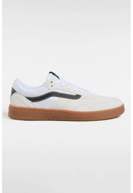 Унисекс кецове от велур с лого - Бял/Черен/Крем