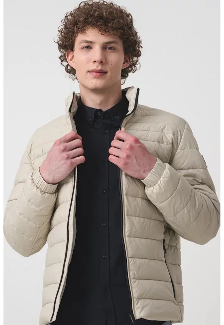 Зимно яке с цип и вата - Мръснобял