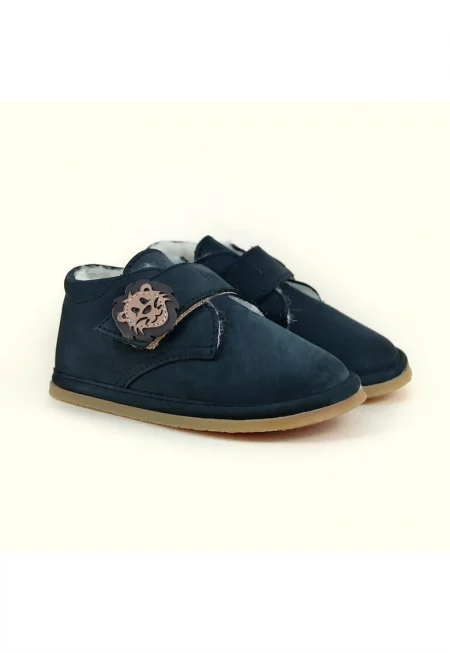Zira Nubuck Leather Barefoot Short Boots - Тъмносин