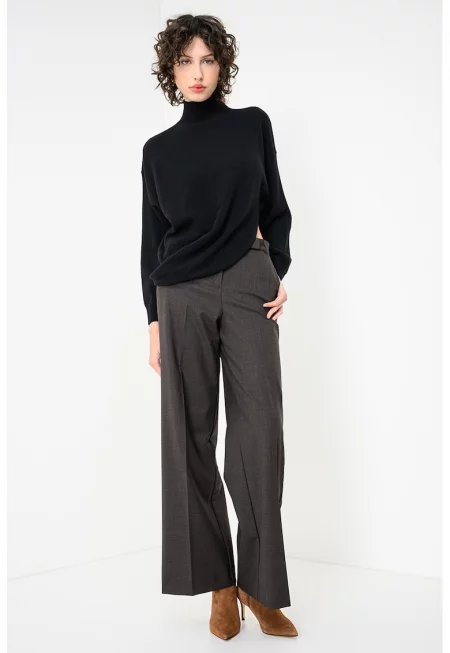 Асиметричен пуловер Deborah от вълна и кашмир - Черен