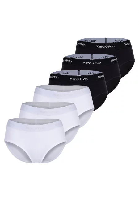 Бикини хипстър с лого - 6 чифта - Бял/Черен