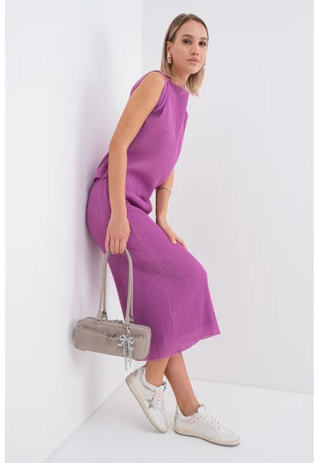 Блуза без ръкави Leslie с набирания - Светлорозов