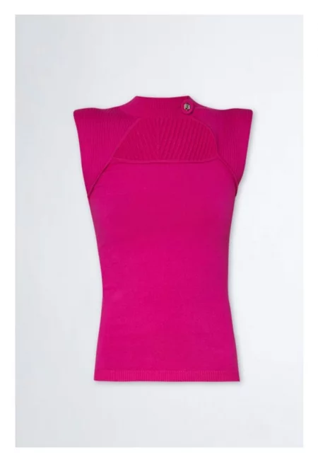 Блуза -  плетена без ръкави - фуксия - подплатена материя - 62% вискоза - 38% полиестер