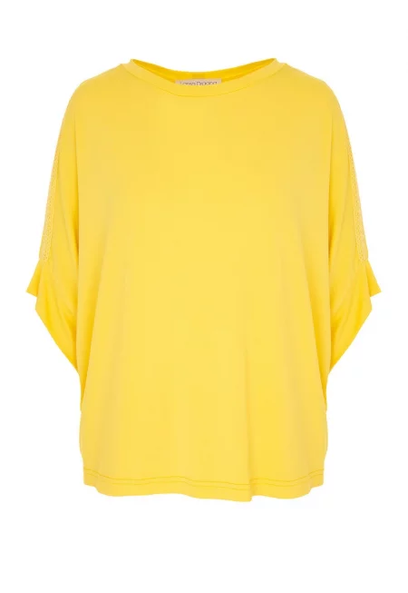 Блуза с цепка на гърба - Сламеножълт