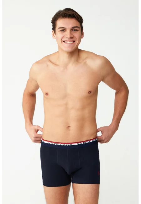 Боксерки с памук с лого на талията - 2 чифта - Tъмносив/Тъмносин