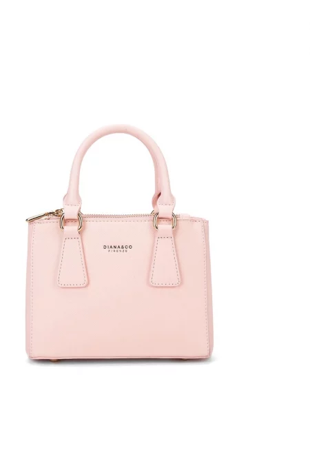 Чанта за рамо от еко кожа с лого - Розово