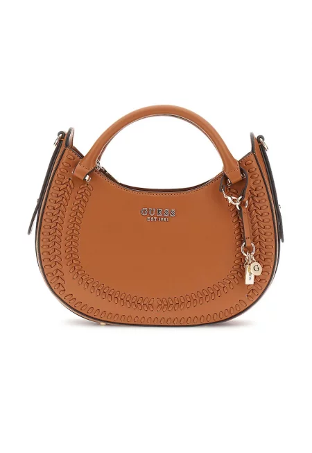 Чанта за рамо от еко кожа с висулки - Канелено кафяво